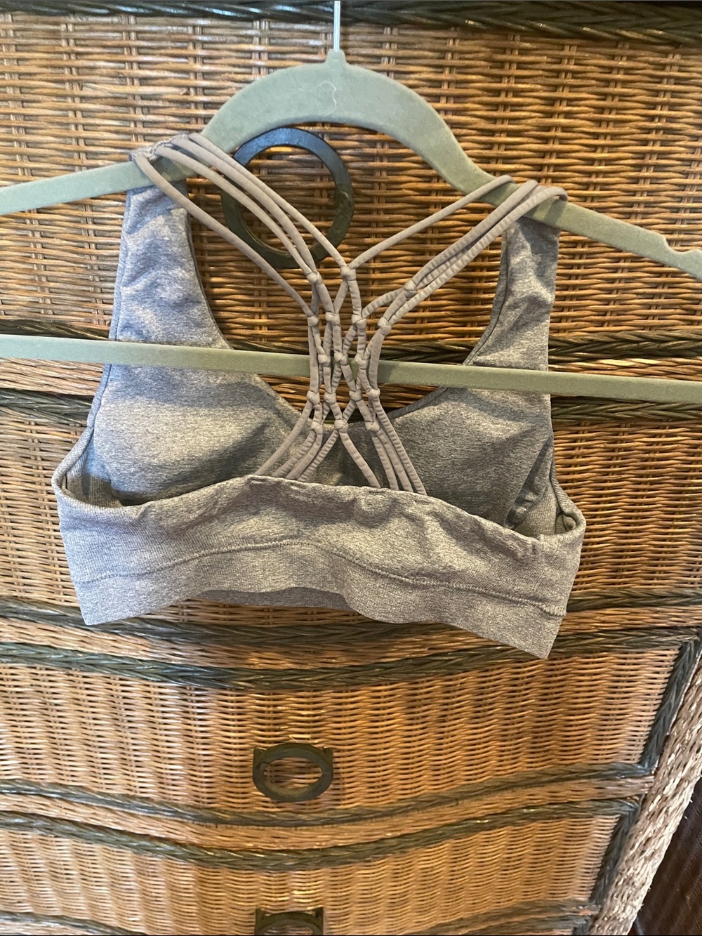 Gray Strappy Back Sports Bra